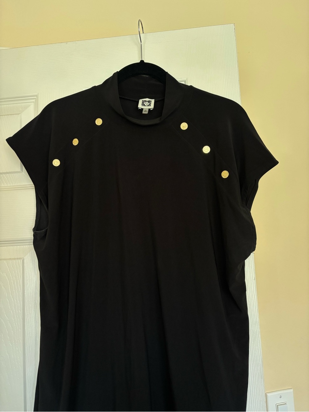 Anne Klein Black Mock Neck Tank with Gold Stud Details